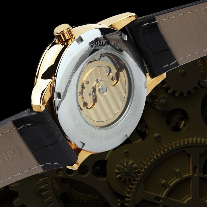 Automatic skeleton watch with moon phase