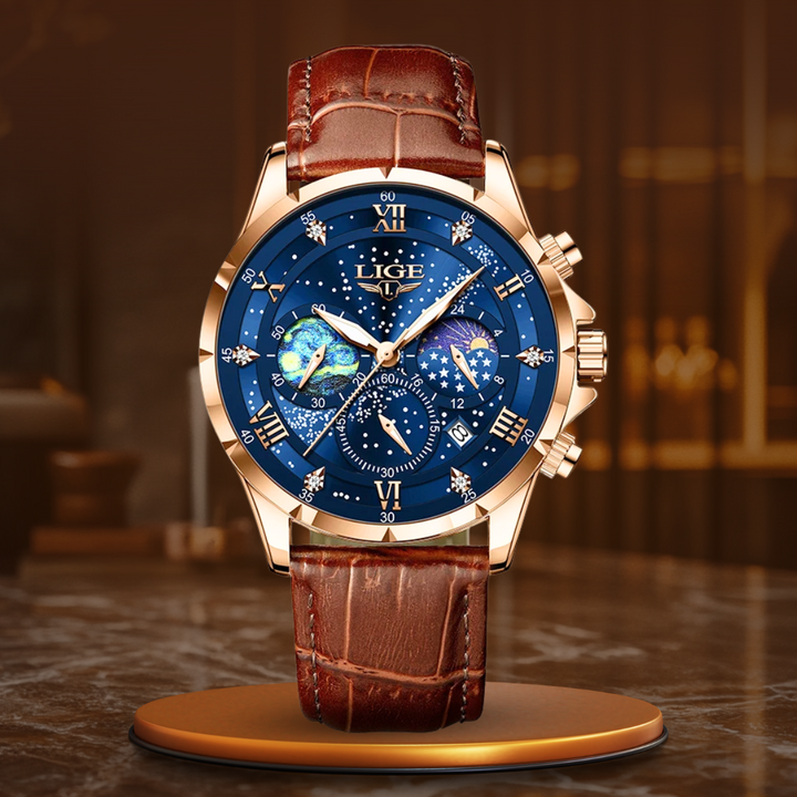 Elegant watch with moon phase