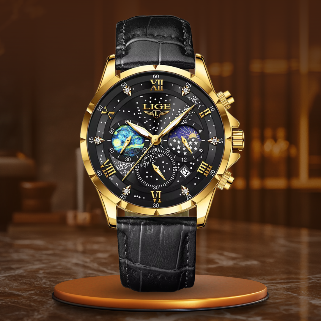 Elegant watch with moon phase