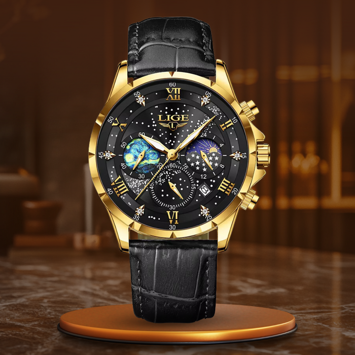 Elegant watch with moon phase