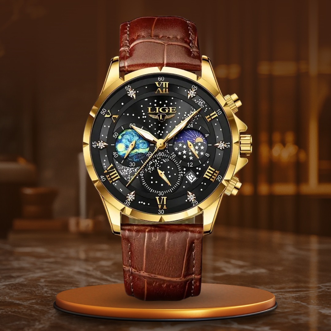 Elegant watch with moon phase