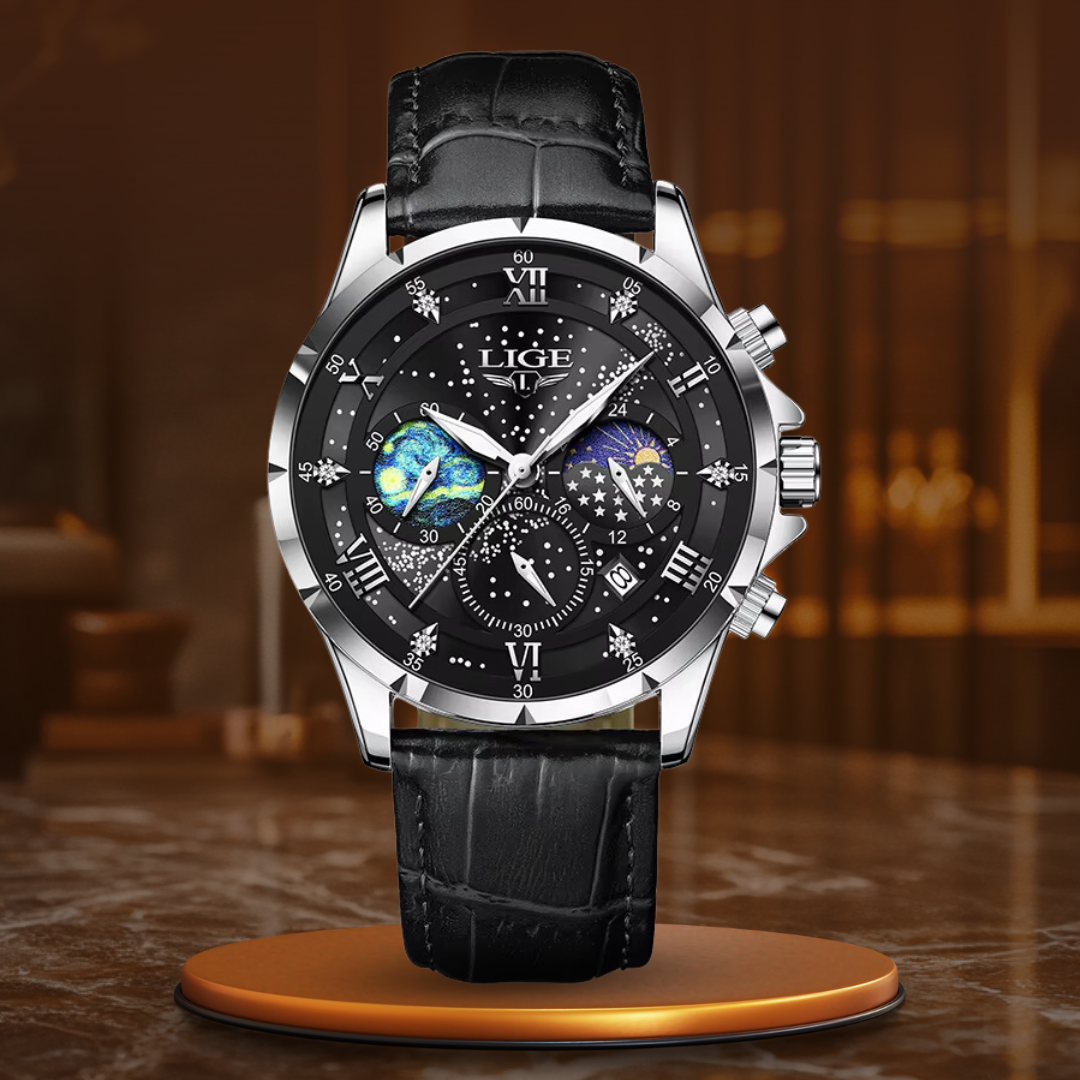 Elegant watch with moon phase