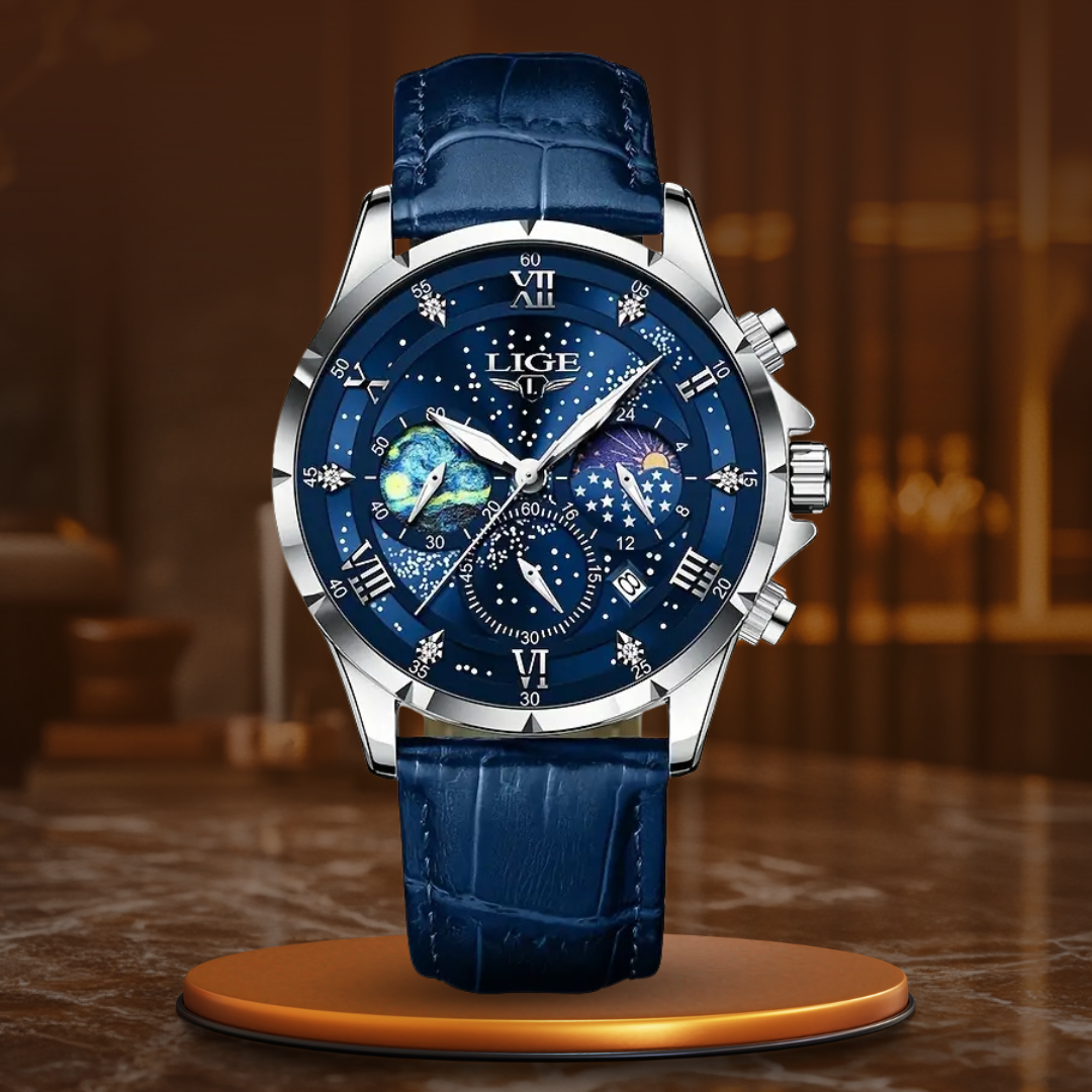Elegant watch with moon phase