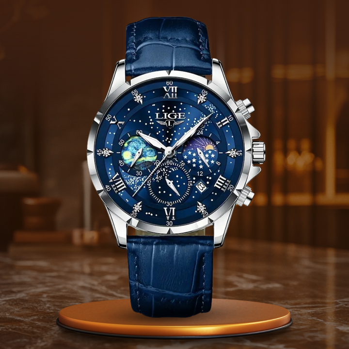 Elegant watch with moon phase