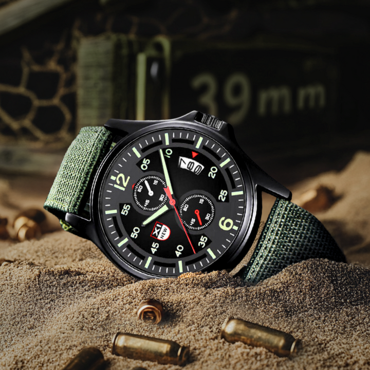 Military sports watch with quartz