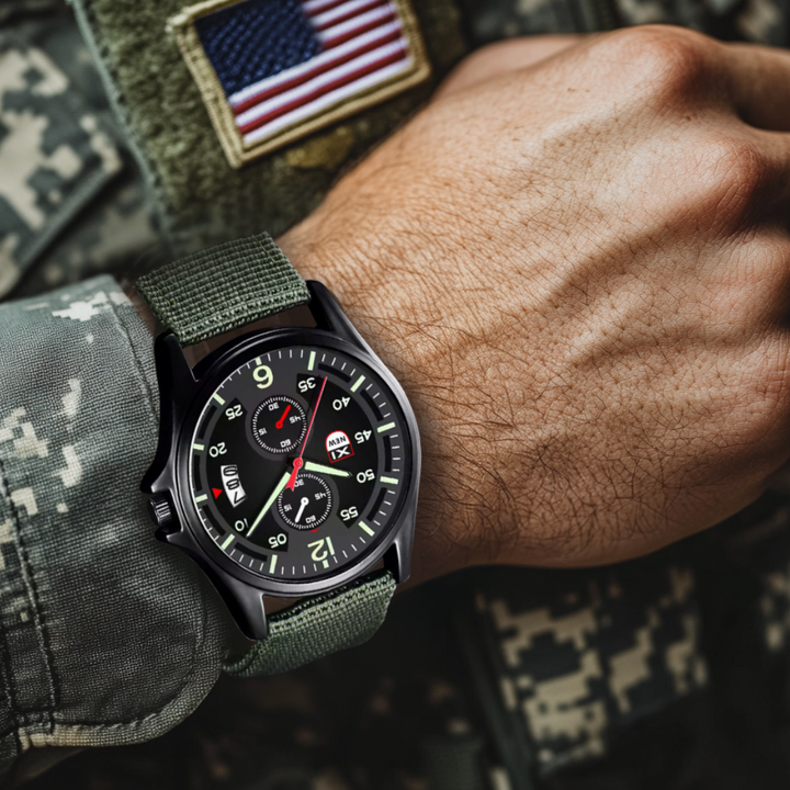 Military sports watch with quartz