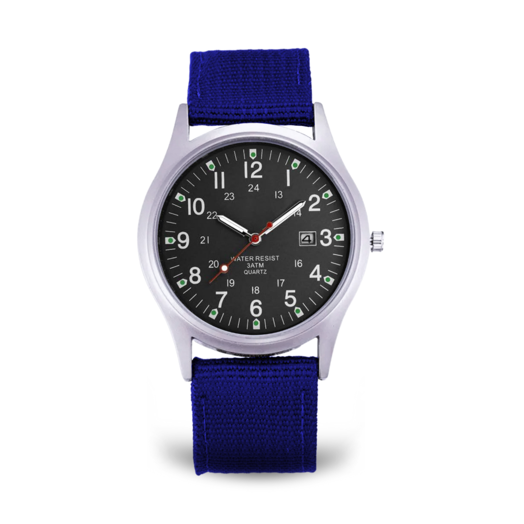 Casual wristwatch with military inspiration