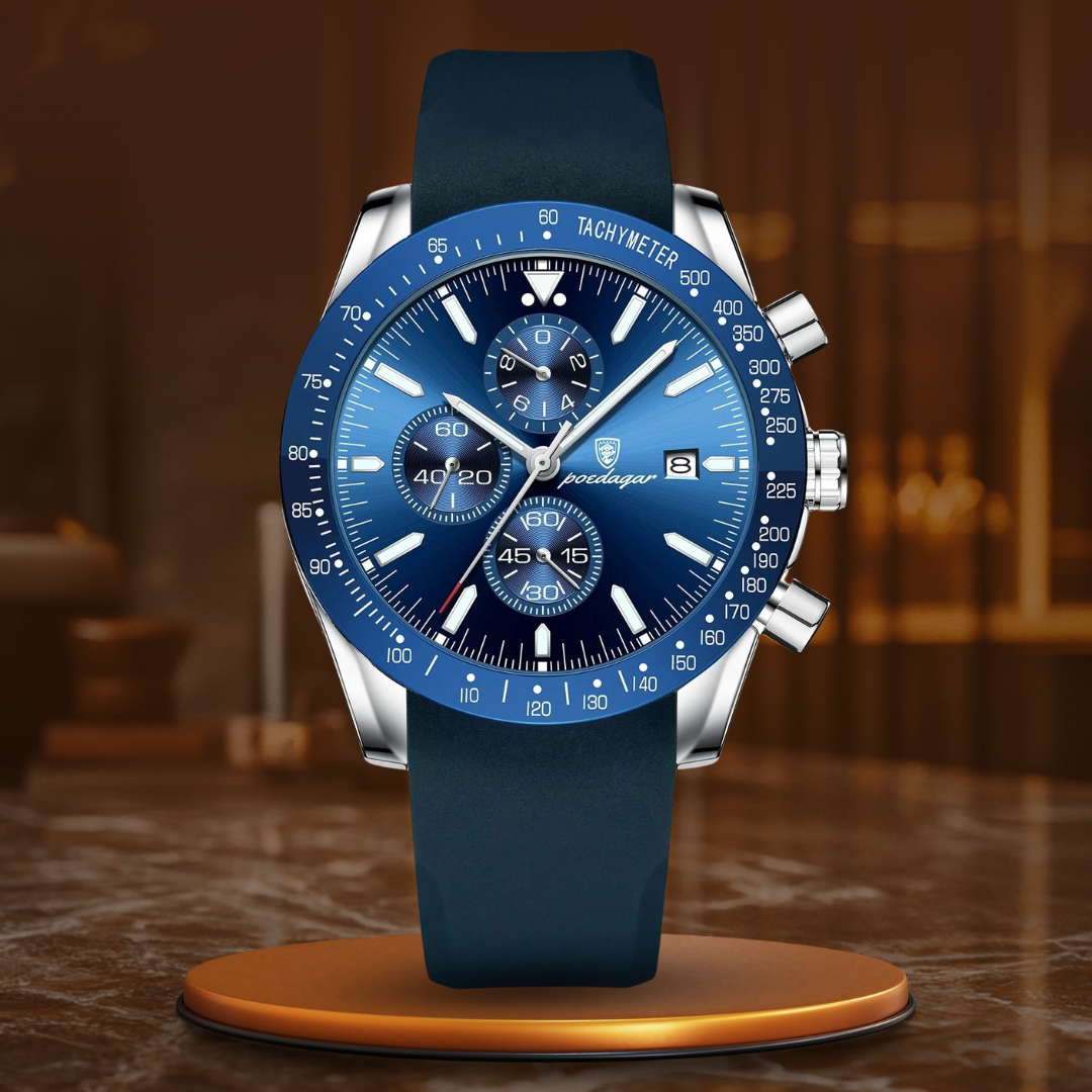Chronograph watch with date and luminous hands
