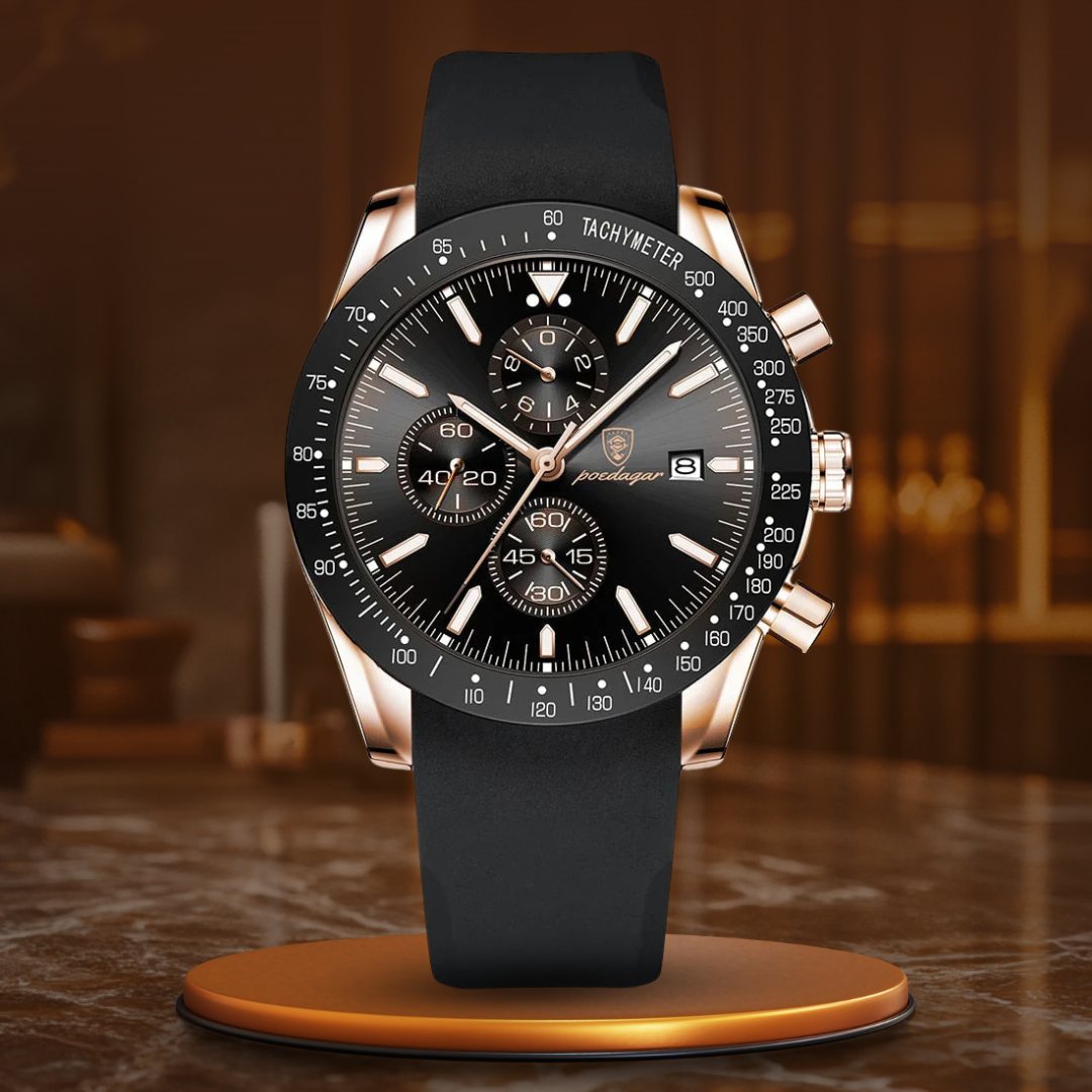 Chronograph watch with date and luminous hands